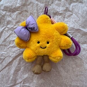 Yellow Star Plush Toy with Purple Bow